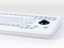 Load image into Gallery viewer, Indudur® Industrial Foil-covered Desktop Keyboard with Integrated 38mm Trackball