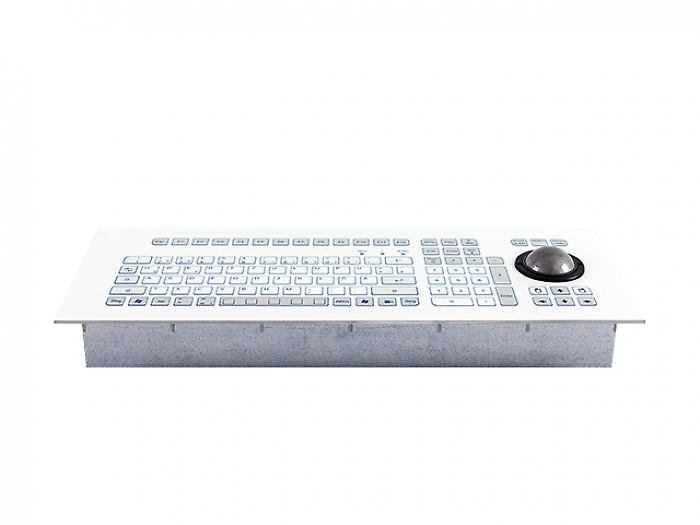 Indudur® Industrial Foil-covered Keyboard for Front-side Integration with Integrated 50-mm Trackball