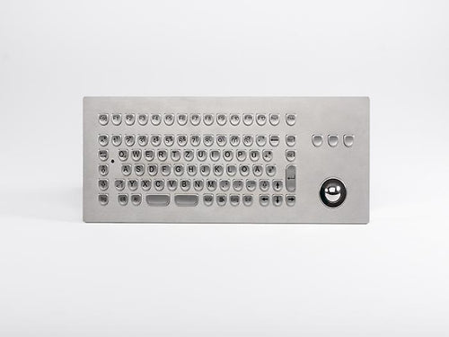 InduSteel®  Stainless steel Panel Mount Keyboard with Compact Full Layout and 25-mm Trackball